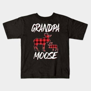 Red Plaid Grandpa Moose Matching Family Pajama Christmas Gift Kids T-Shirt